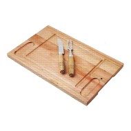 Tabua 28x48cm Em Madeira Para Churrasco Com talheres